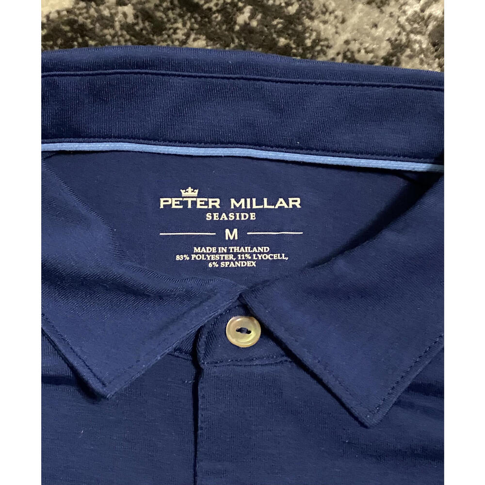 Peter Millar Solid Blue Seaside Polo Shirt Men's … - image 4
